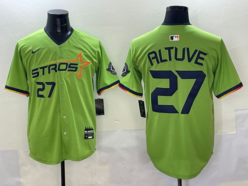 Men Houston Astros #27 Altuve Green three generations Joint Name 2025 Nike MLB Jersey style 5->houston astros->MLB Jersey